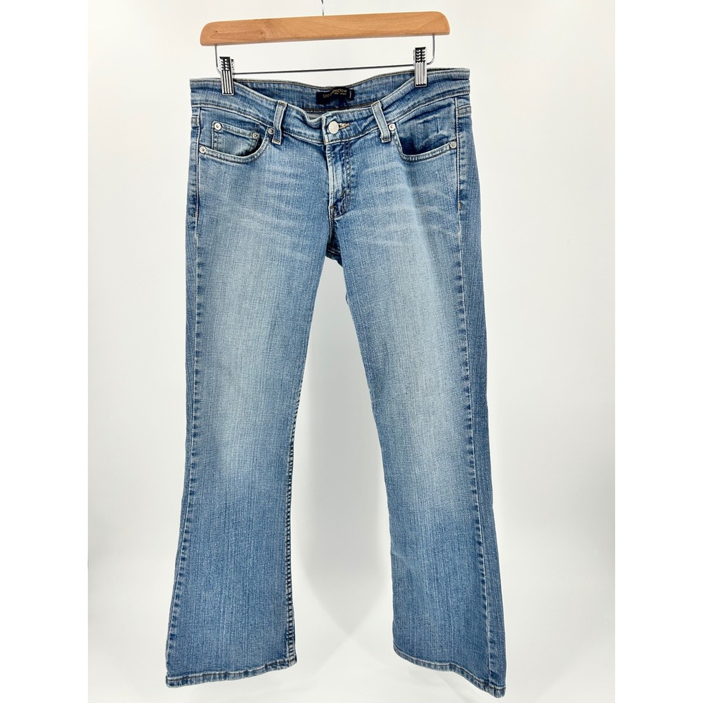 Levis 524 Too Superlow Jeans Women 11 Medium Blue Bootcut Low Rise Stretch Denim
